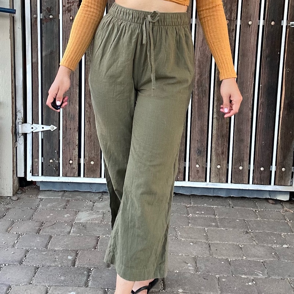 Abercrombie & Fitch High-Waisted Linen-Blend Wide-Leg
Pants for Women Size XS